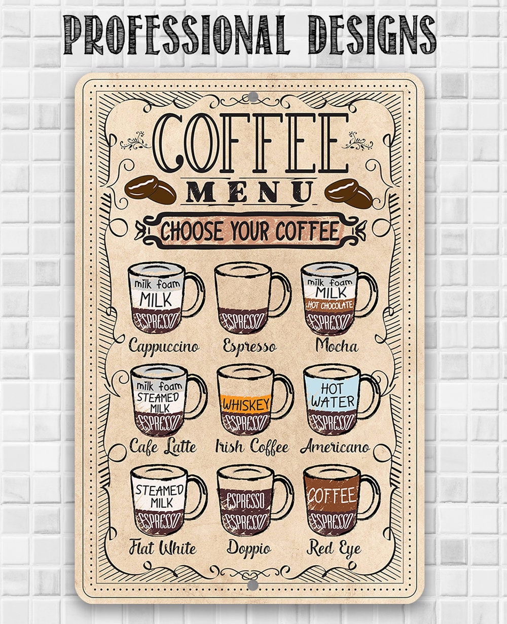Coffee Menu Guide – Metal Sign
