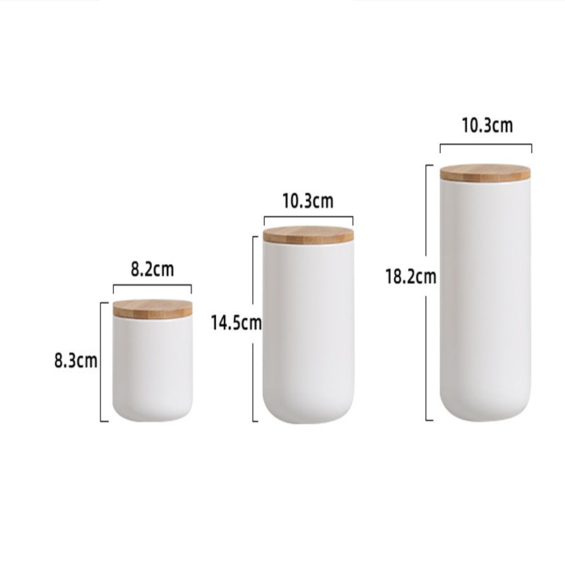 Ceramic Coffee & Tea Storage Canister with Wooden Lid