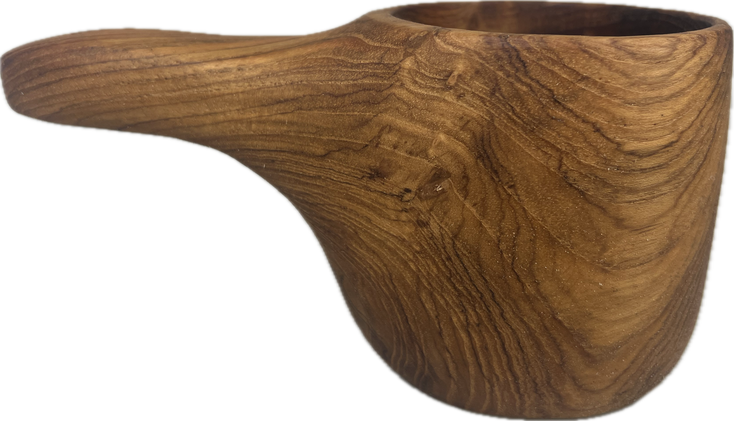 Handcrafted Teak Kuksa Coffee & Tea Mug – 12 oz