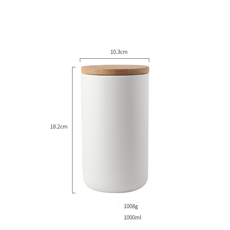 Ceramic Coffee & Tea Storage Canister with Wooden Lid