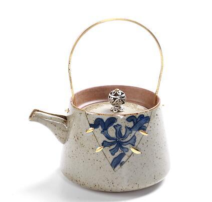 Ceramic Teapot with Metal Handle