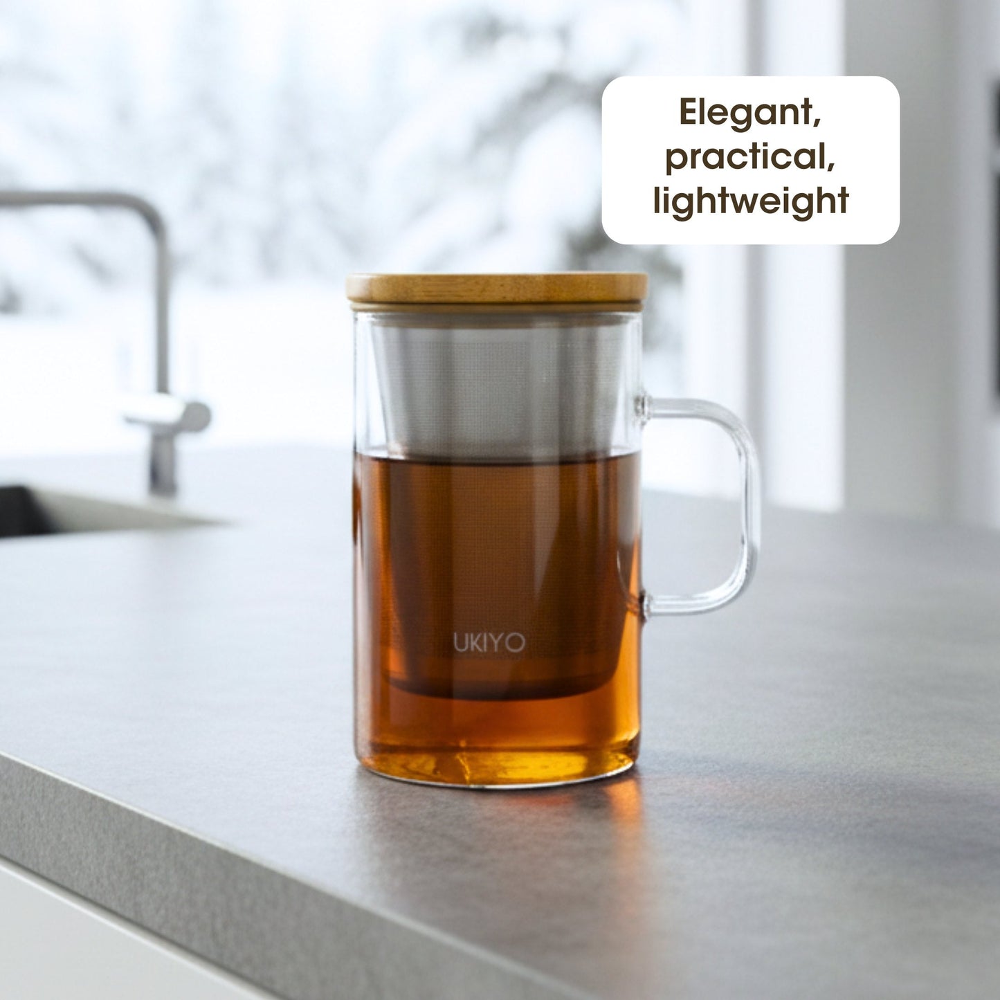 Ukiyo Wood Glass Tea Infuser – 16 oz