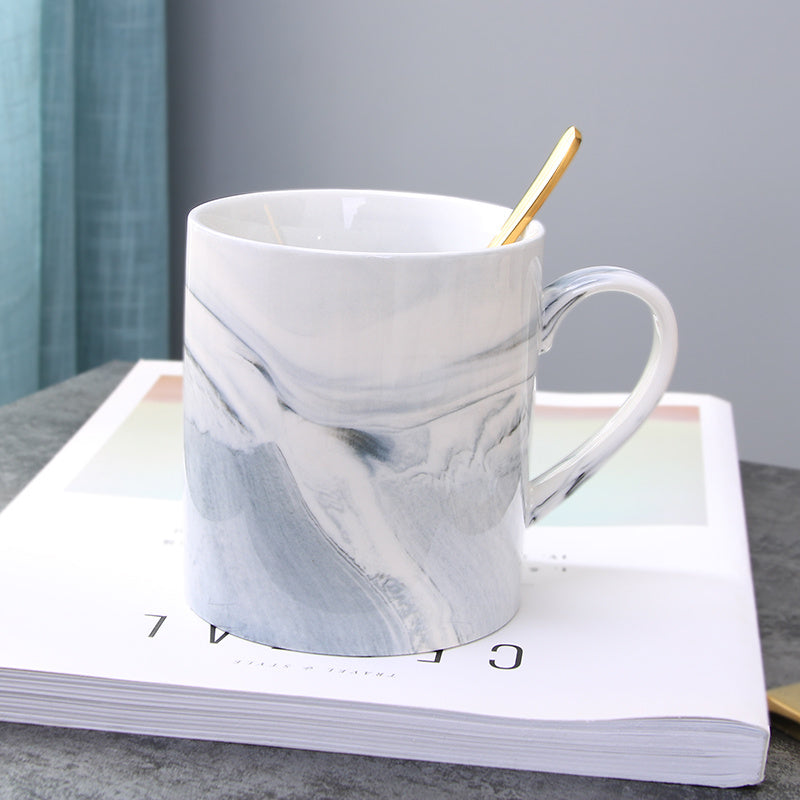 Marble Ceramic Coffee Mug with Gold Handle