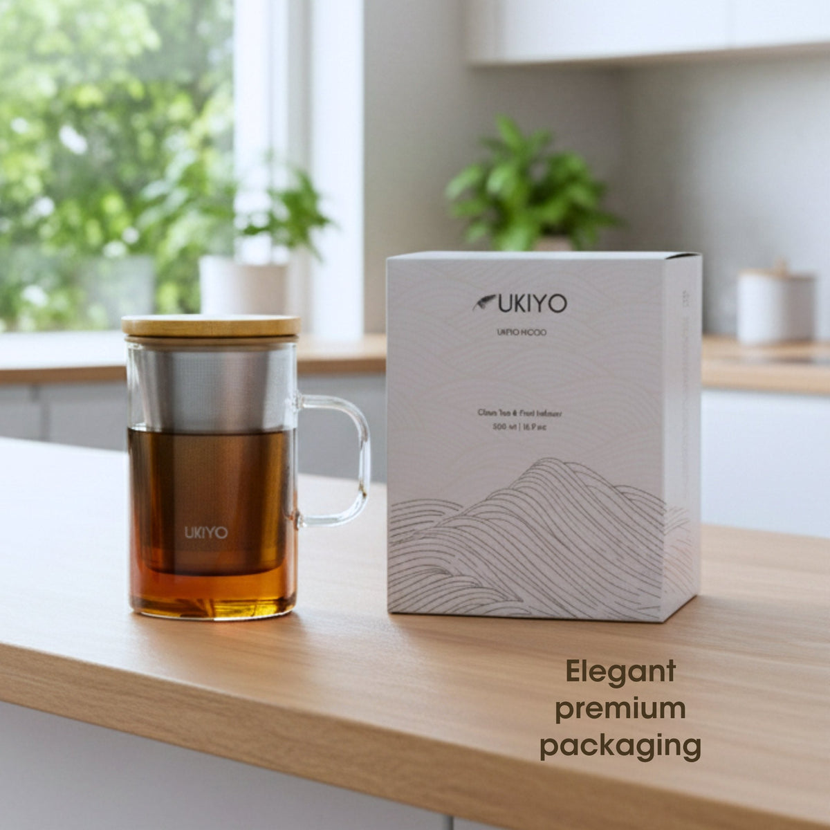 Ukiyo Wood Glass Tea Infuser – 16 oz