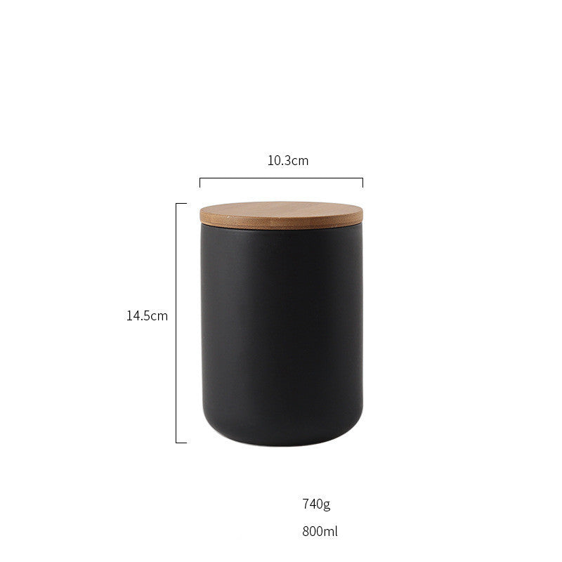 Ceramic Coffee & Tea Storage Canister with Wooden Lid