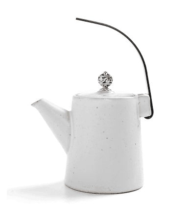 Ceramic Teapot with Metal Handle