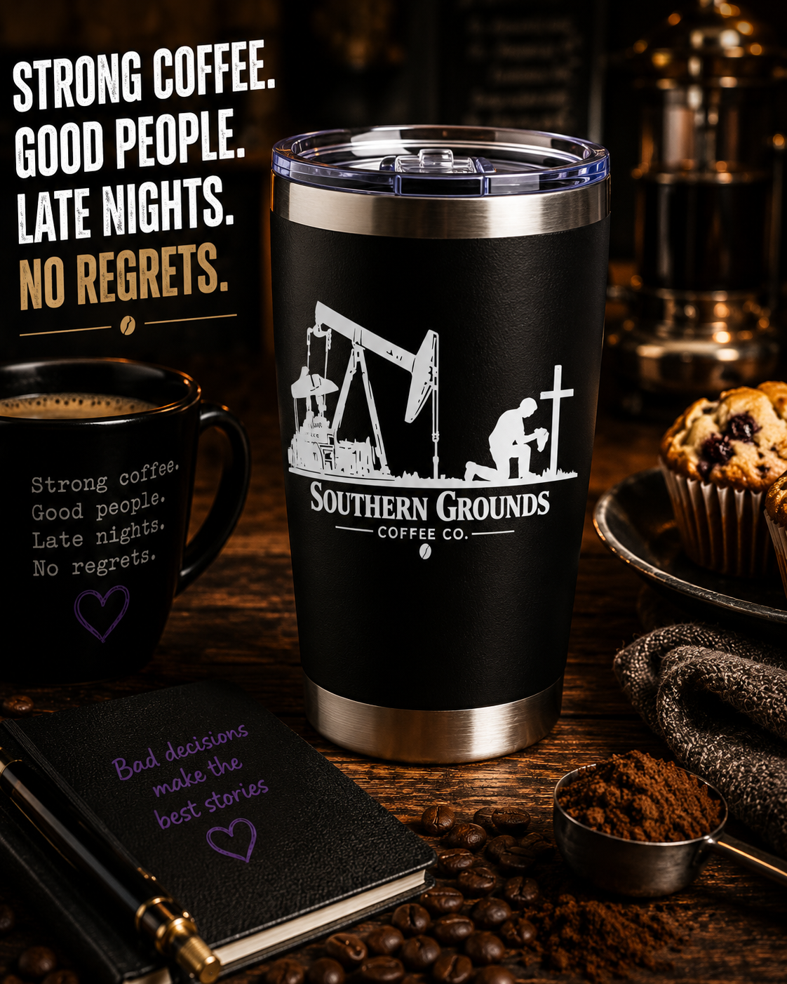 Southern Grounds Coffee Co. Vagabond 20oz Black Tumbler