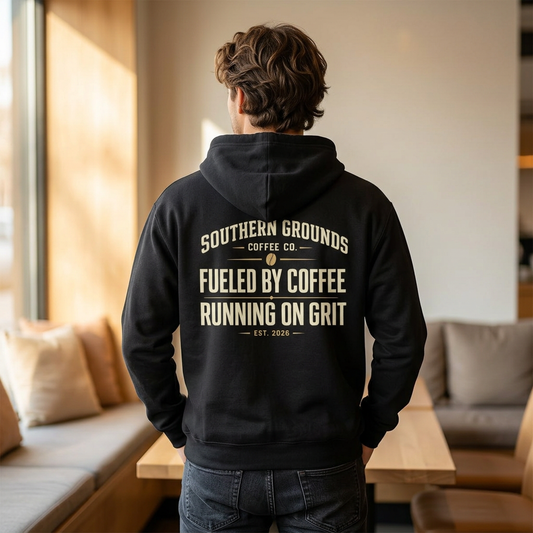 Coffee Runner Hoodie | “Fueled by Coffee, Running on Grit” Heavy Blend Pullover