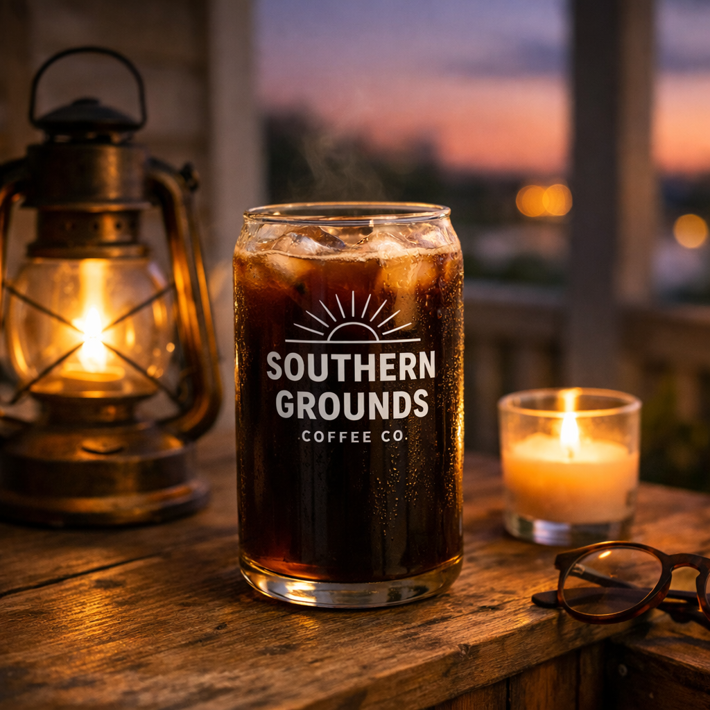 Southern Grounds Sipper Glass – 16 oz
