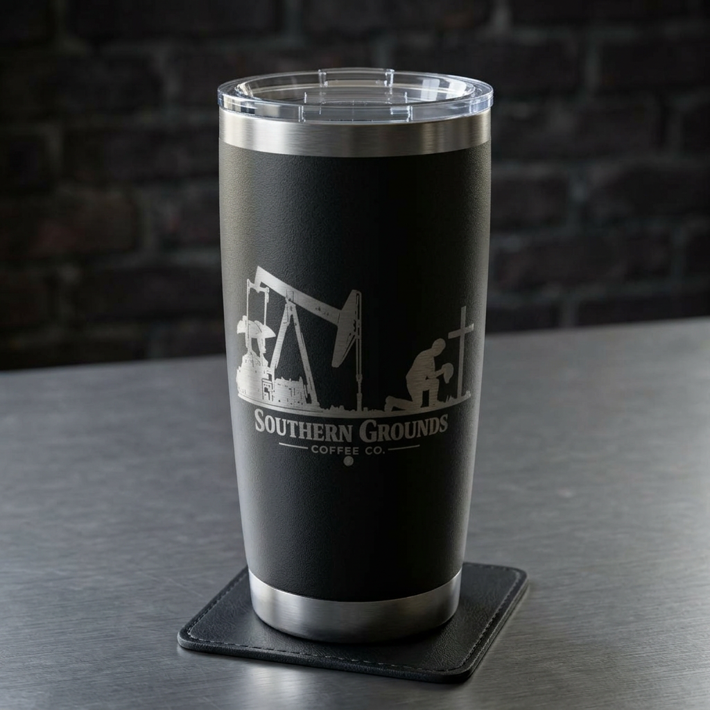 Southern Grounds Coffee Co. Blue Collar Engraved 20oz Stainless Steel Tumbler