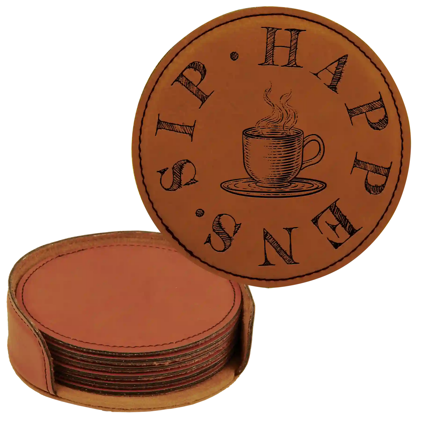 Coffee Sip Happens Leatherette Coaster Set