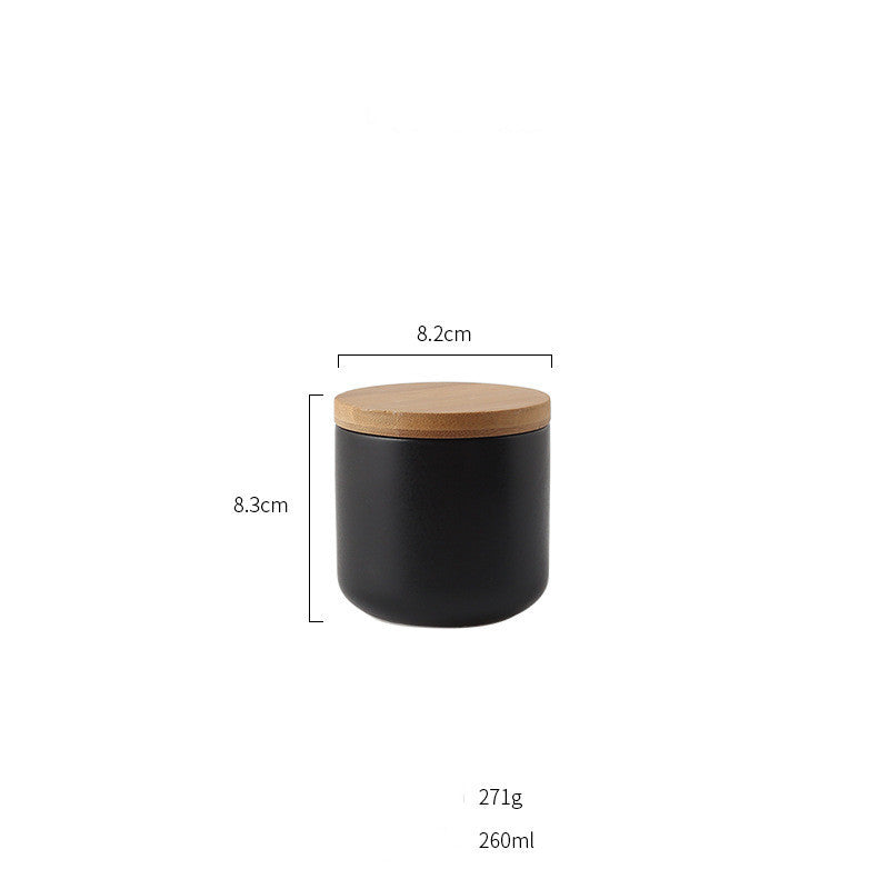 Ceramic Coffee & Tea Storage Canister with Wooden Lid