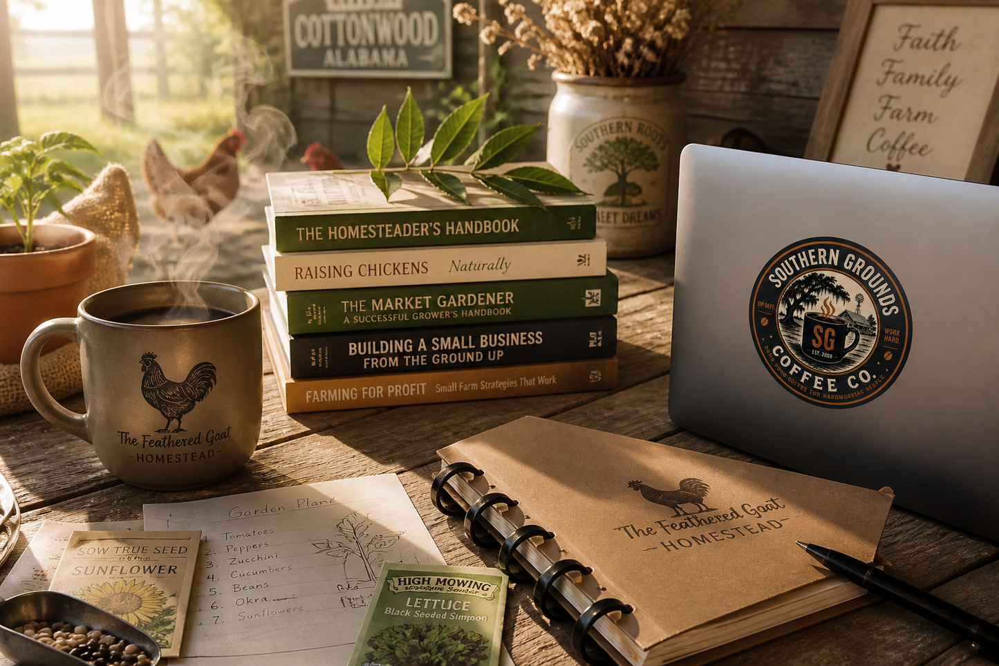 Southern Grounds Coffee Co. Vintage Logo Sticker | Coffee Lover Decal