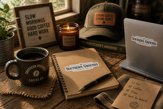 Southern Grounds Coffee Co. Sticker | Coffee Logo for Work Gear & Everyday Use
