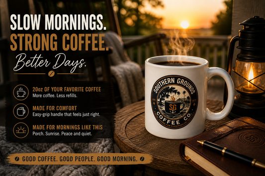 Southern Grounds Coffee Co. Jumbo Mug | 20oz Large Coffee Cup for Long Mornings