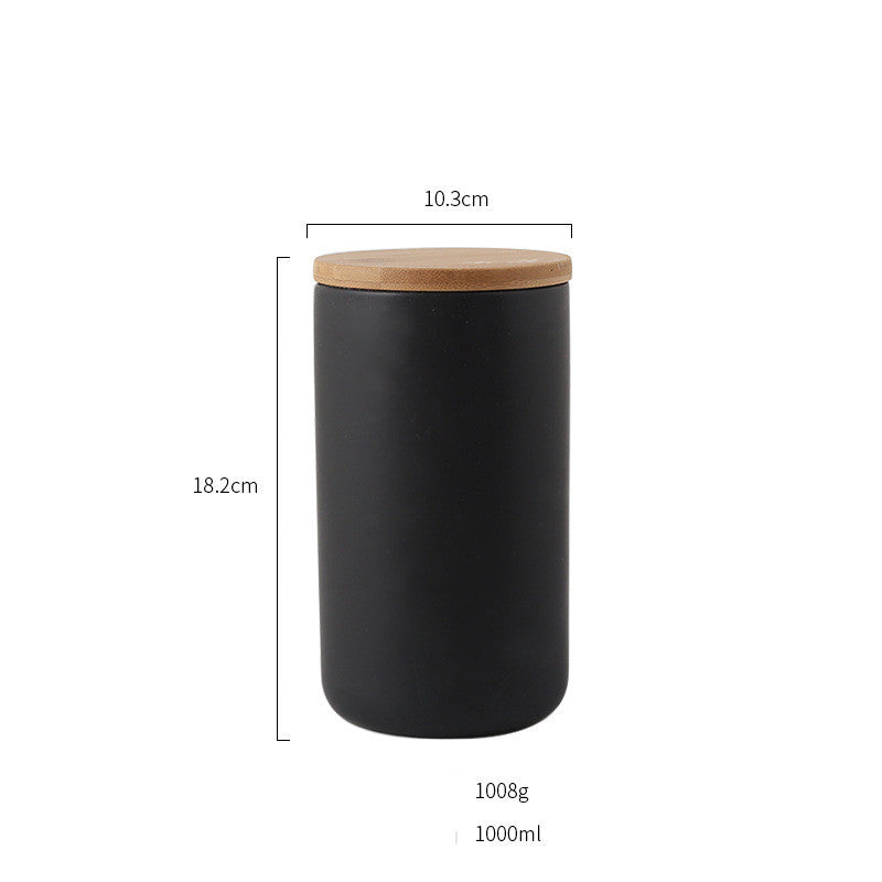 Ceramic Coffee & Tea Storage Canister with Wooden Lid