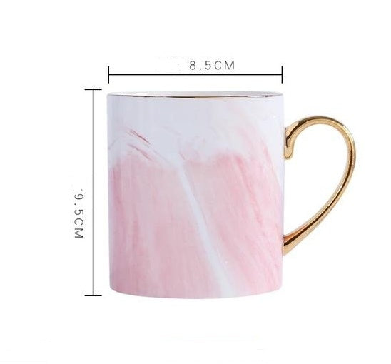 Marble Ceramic Coffee Mug with Gold Handle