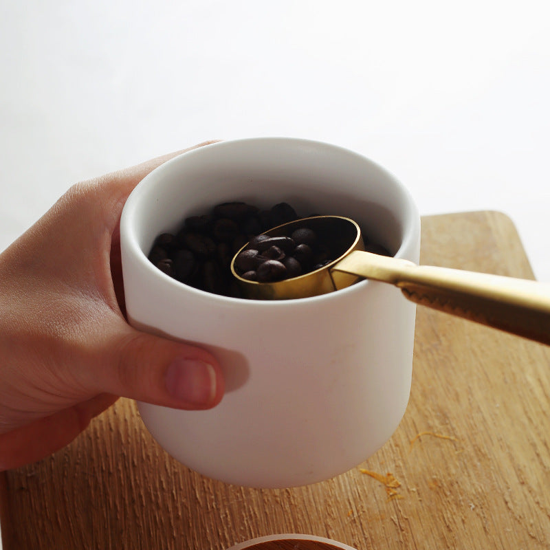 Ceramic Coffee & Tea Storage Canister with Wooden Lid