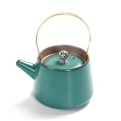 Ceramic Teapot with Metal Handle