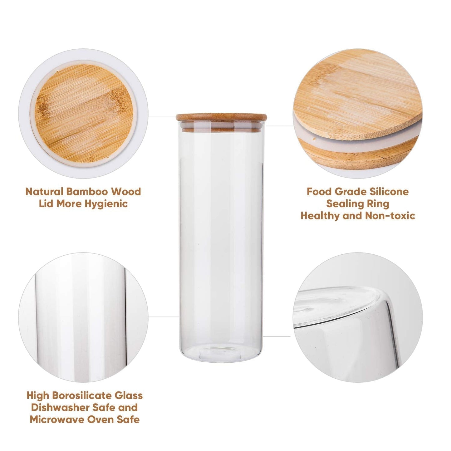 Glass Coffee & Tea Storage Jars with Bamboo Lids – Set of 5