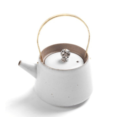Ceramic Teapot with Metal Handle