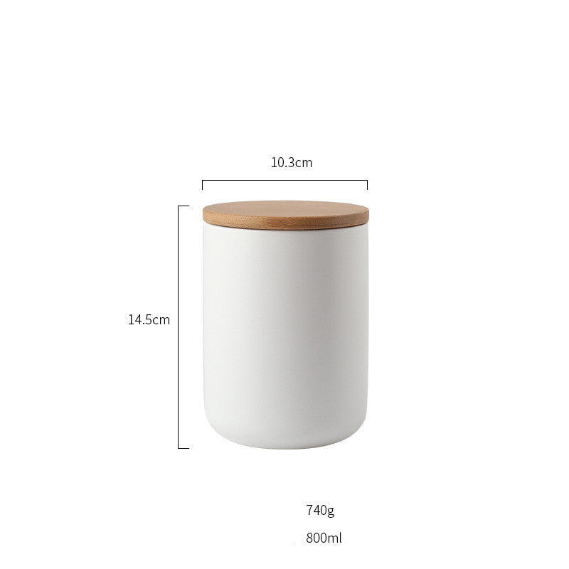 Ceramic Coffee & Tea Storage Canister with Wooden Lid