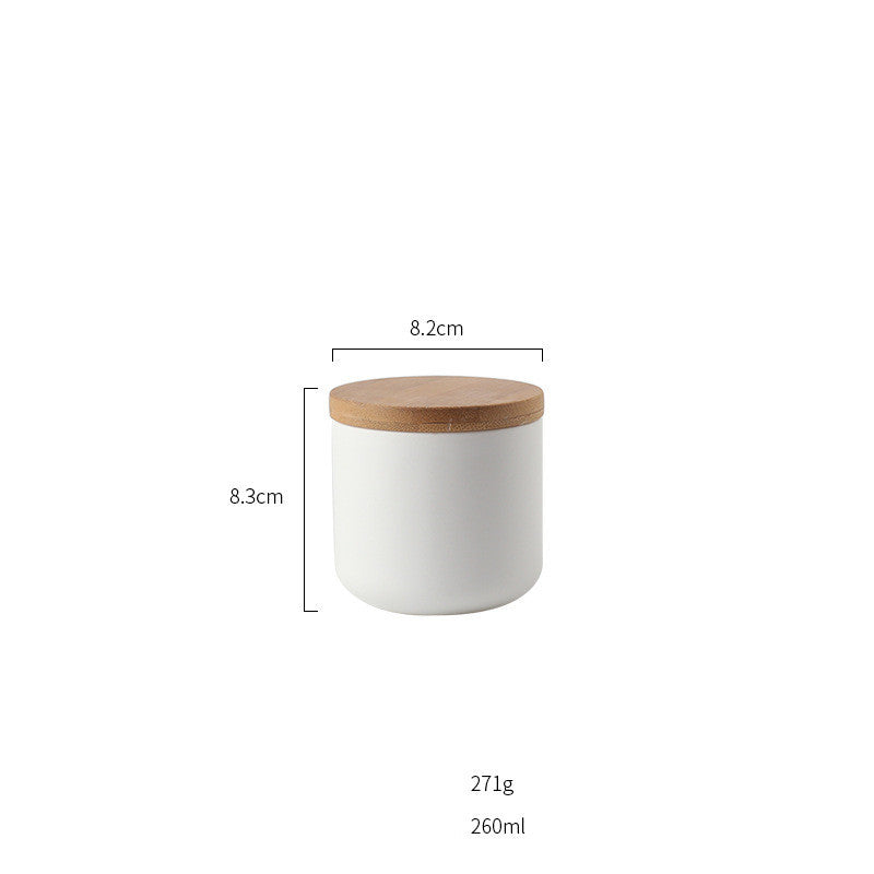 Ceramic Coffee & Tea Storage Canister with Wooden Lid