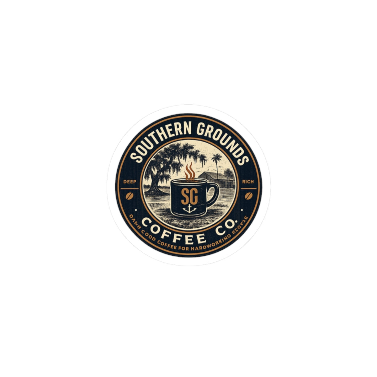 Southern Grounds Coffee Co. Vintage Logo Sticker | Coffee Lover Decal