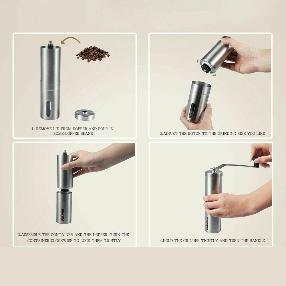 Stainless Steel Manual Coffee Grinder with Ceramic Burr
