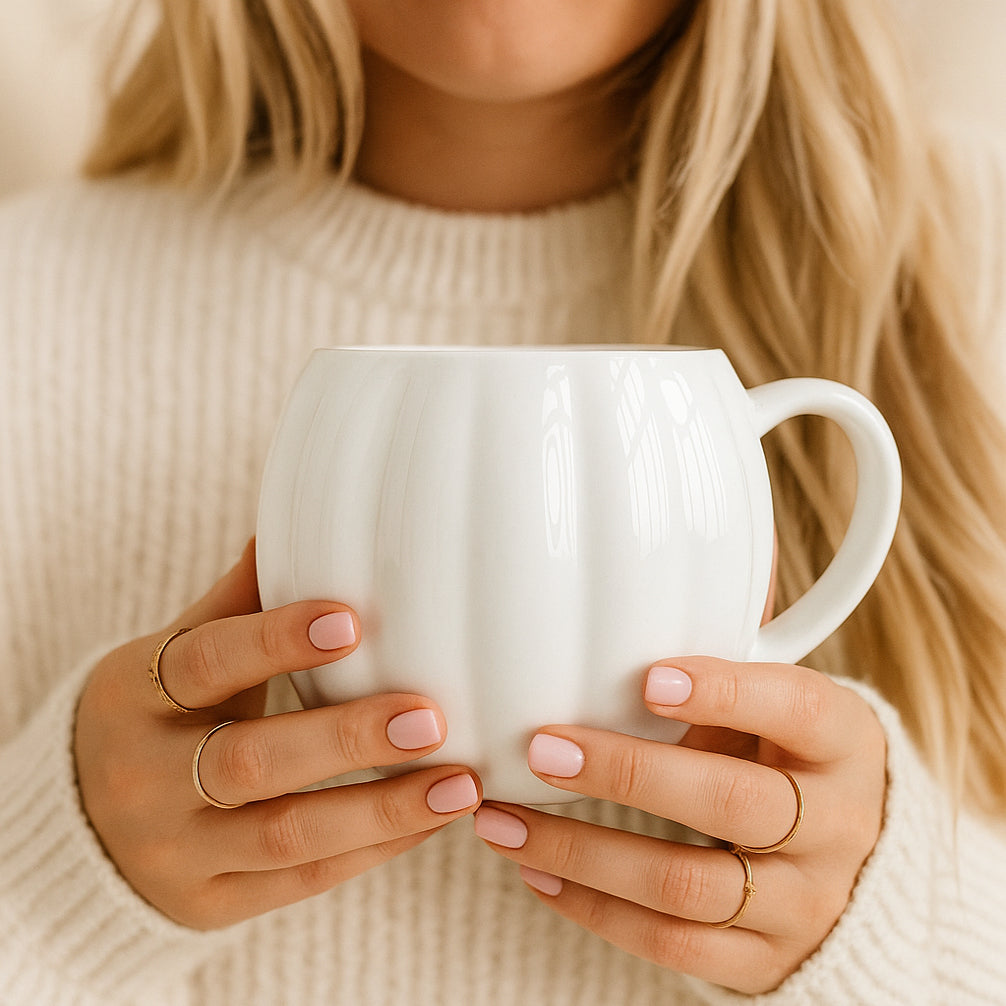 Pumpkin-Shaped Ceramic Coffee Mug – 16.8 oz