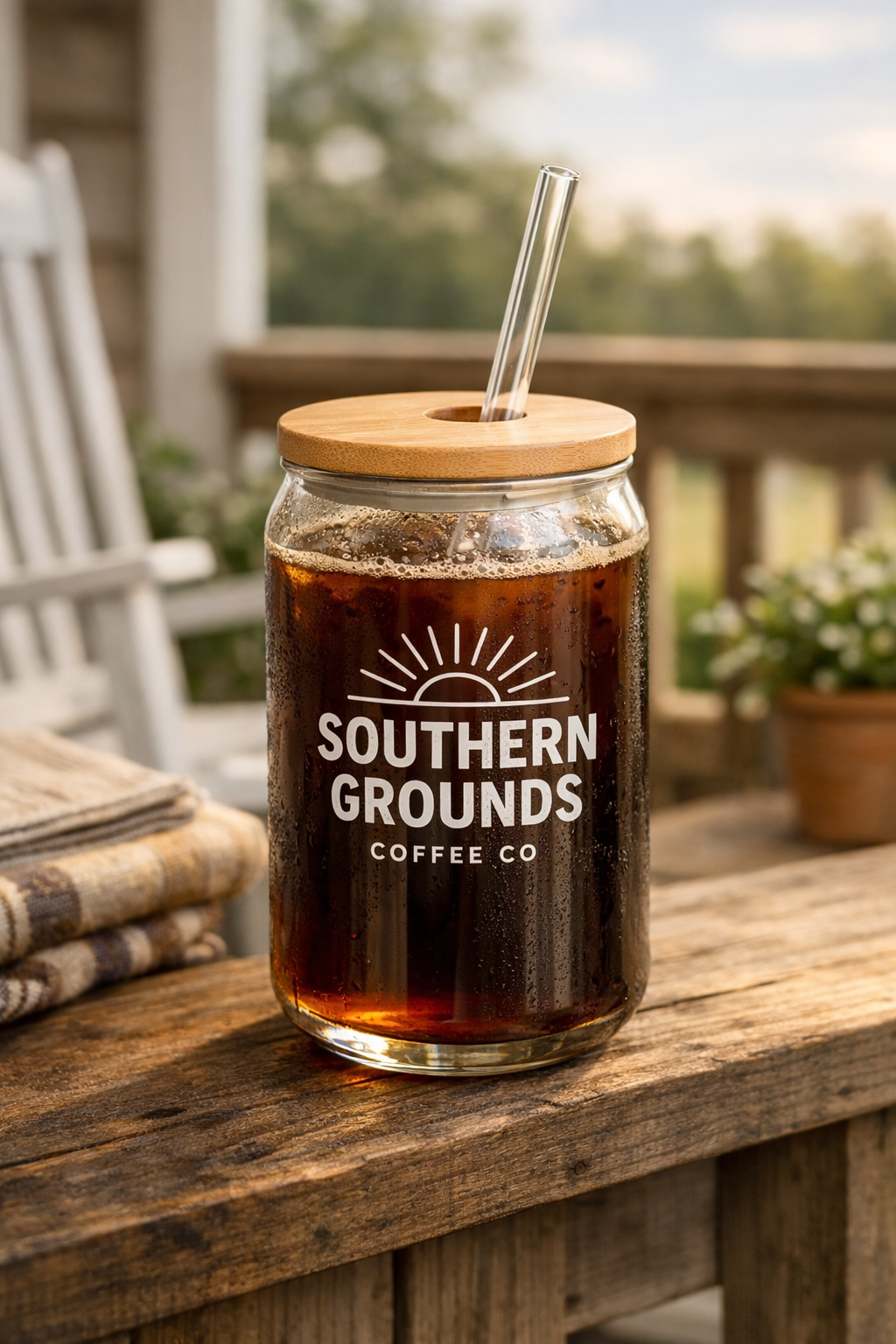 Southern Grounds Sipper Glass – 16 oz