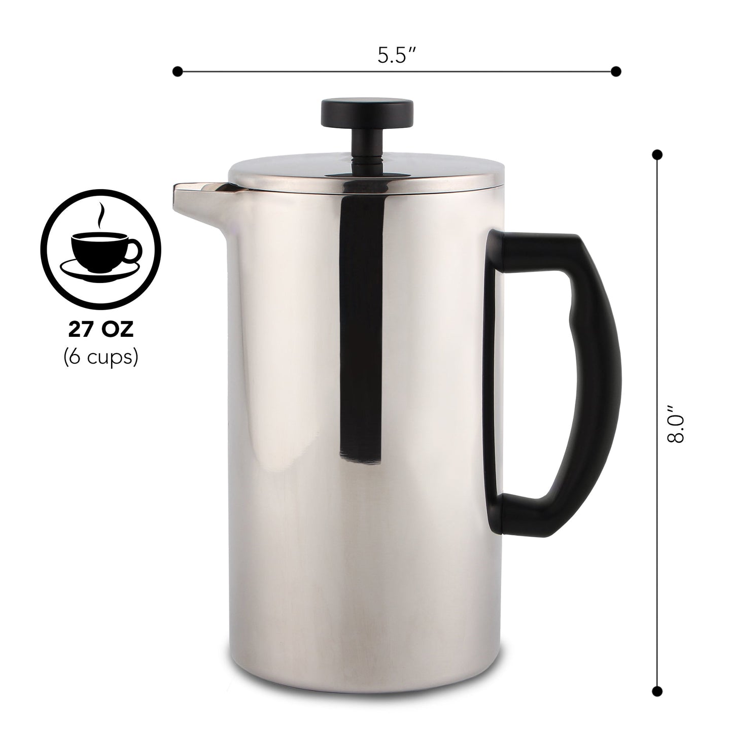 27 oz Stainless Steel French Press & Grinder Set