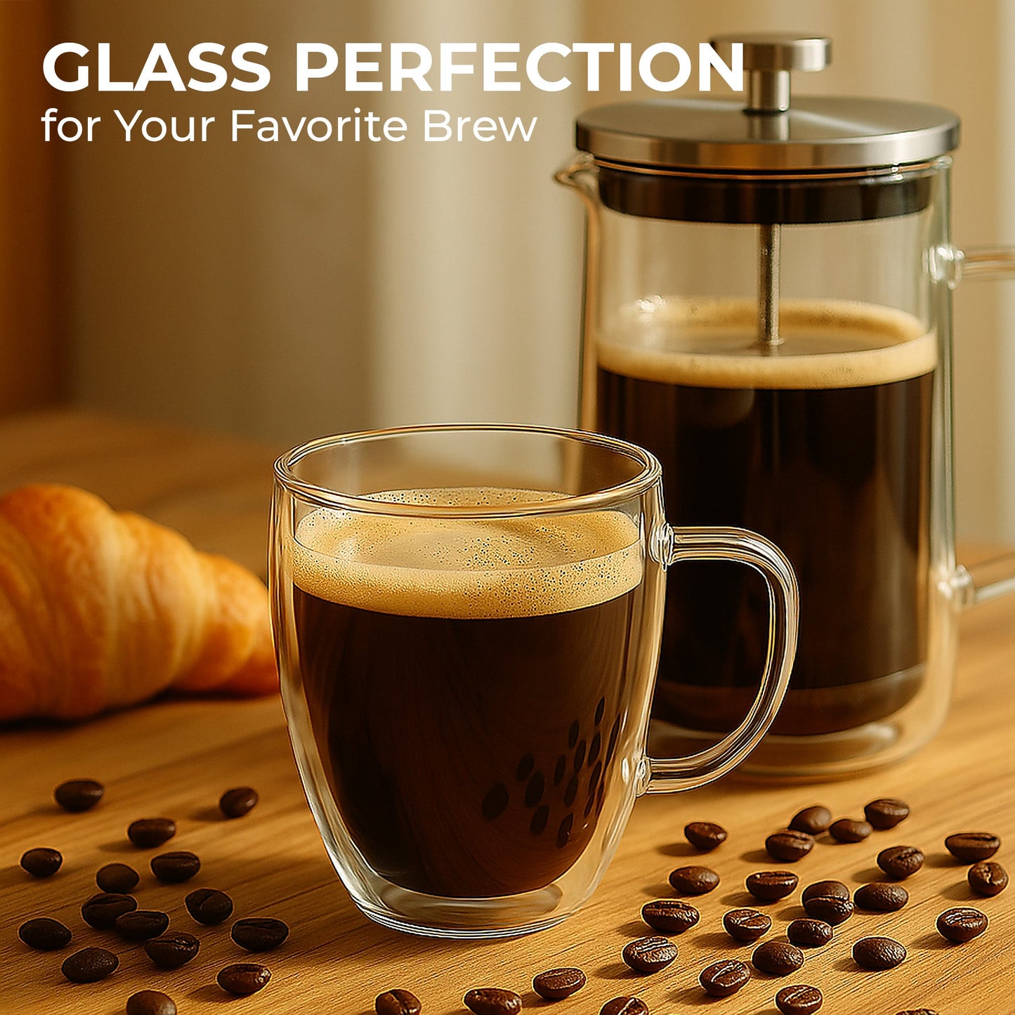Double-Wall Glass Coffee Mugs – Set of 2