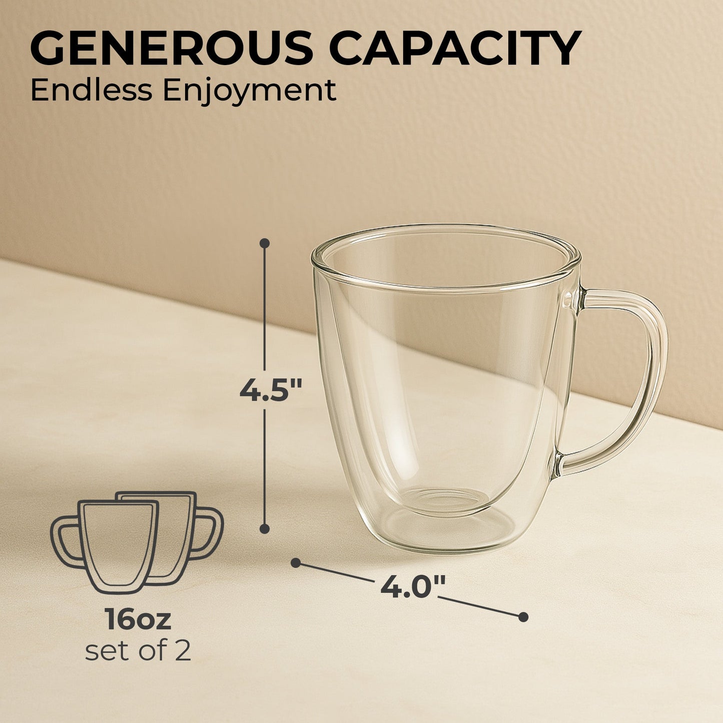 Double-Wall Glass Coffee Mugs – Set of 2