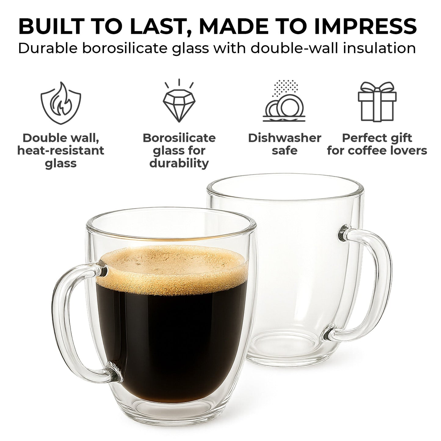 Double-Wall Glass Coffee Mugs – Set of 2