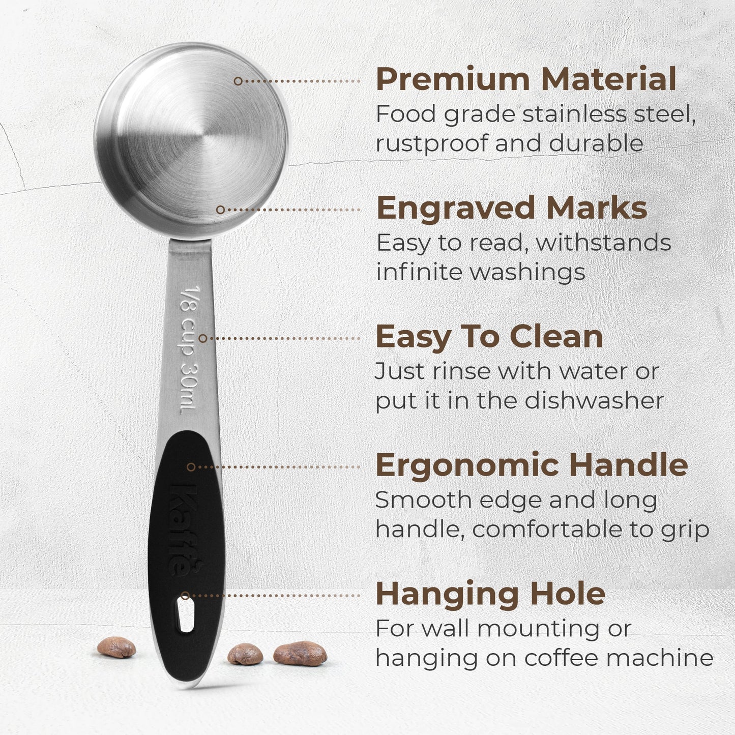 Stainless Steel Coffee Measuring Scoop – 1/8 Cup