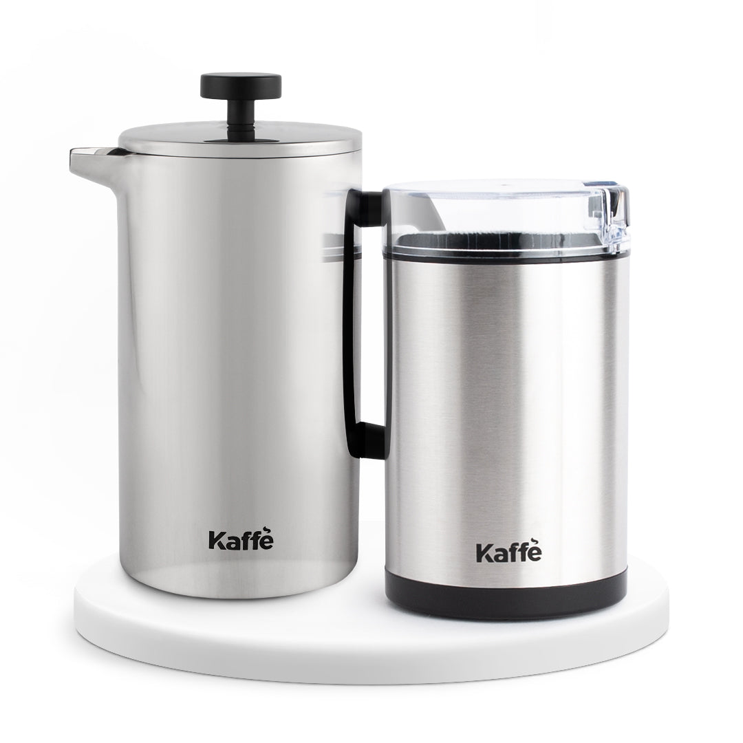 27 oz Stainless Steel French Press & Grinder Set