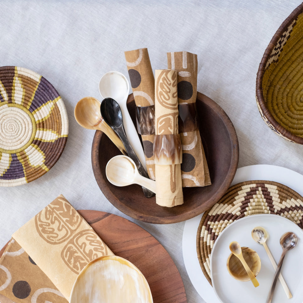 Long Handle Horn Coffee & Condiment Spoon