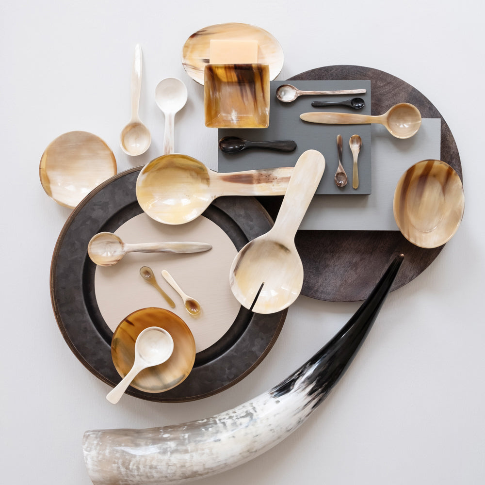Long Handle Horn Coffee & Condiment Spoon