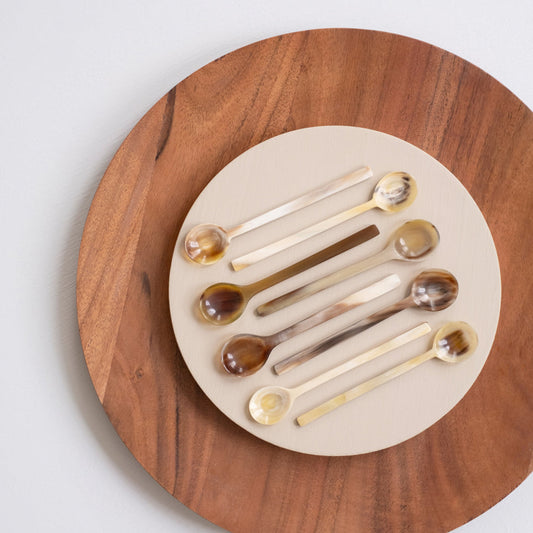 Long Handle Horn Coffee & Condiment Spoon