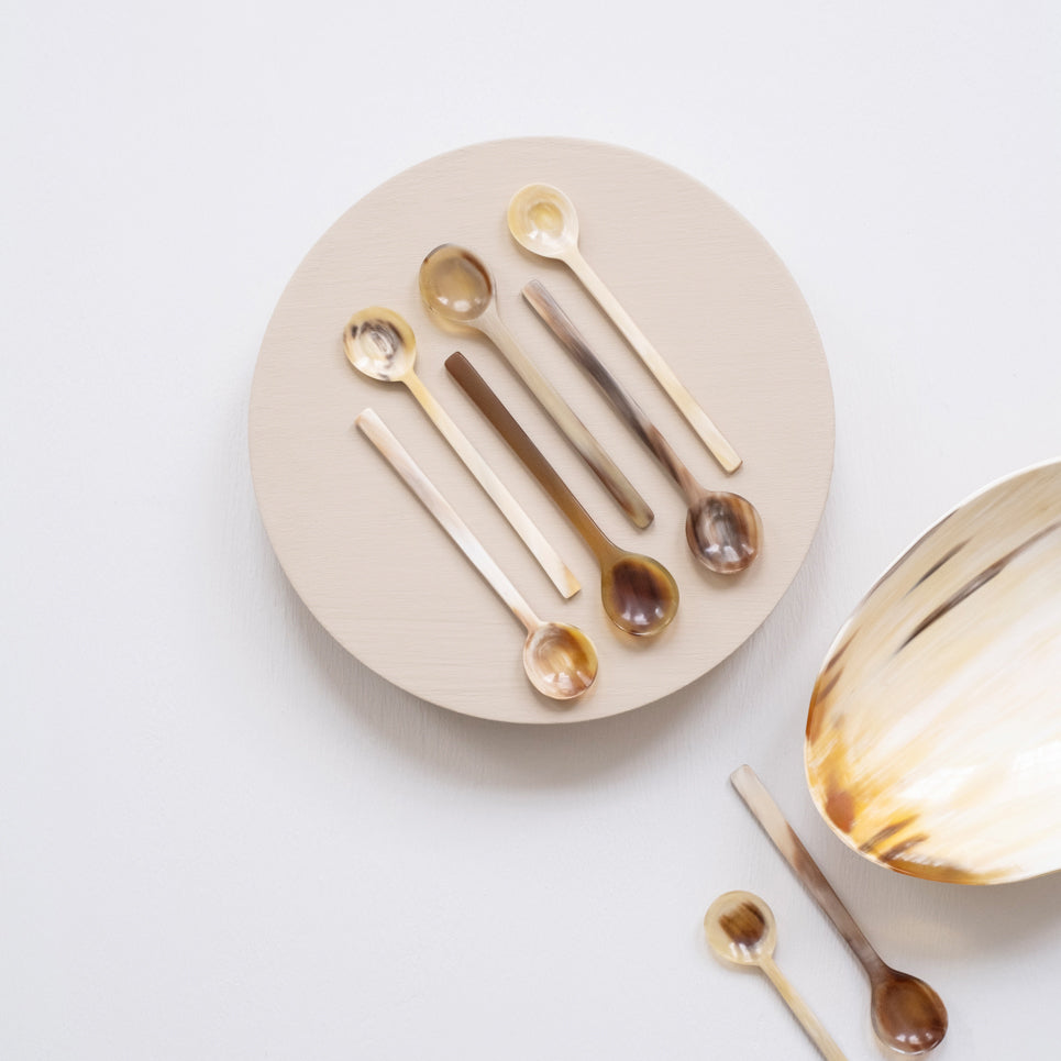 Long Handle Horn Coffee & Condiment Spoon