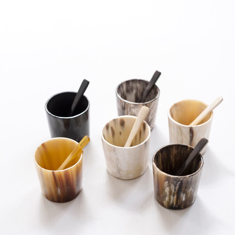 Handcrafted Horn Cellar with Spoon