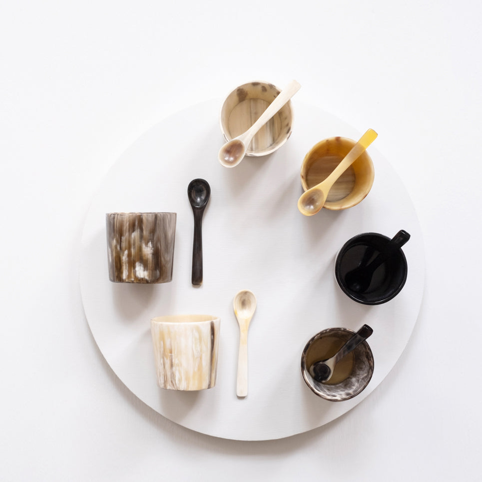 Handcrafted Horn Cellar with Spoon