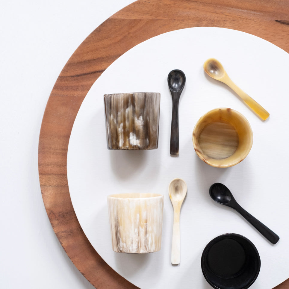 Handcrafted Horn Cellar with Spoon