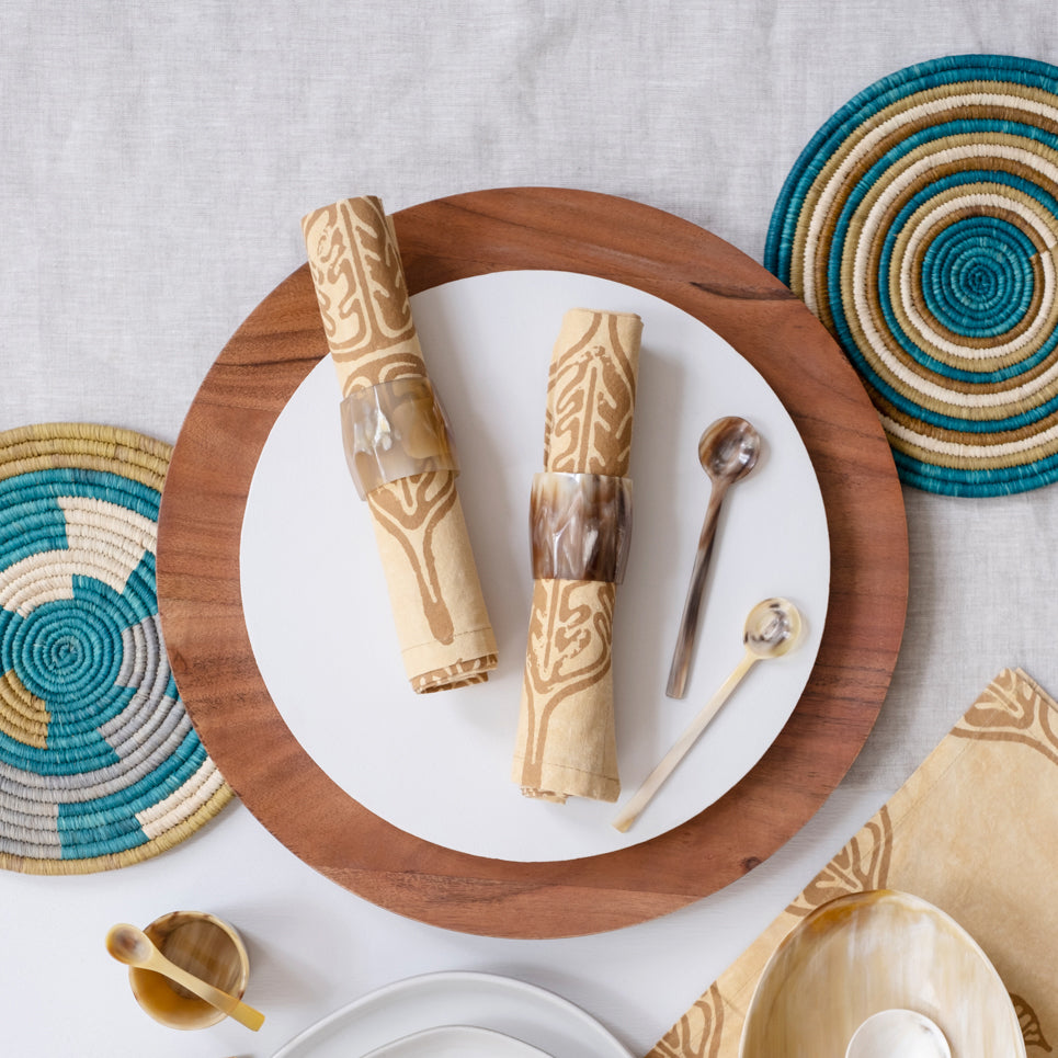 Long Handle Horn Coffee & Condiment Spoon