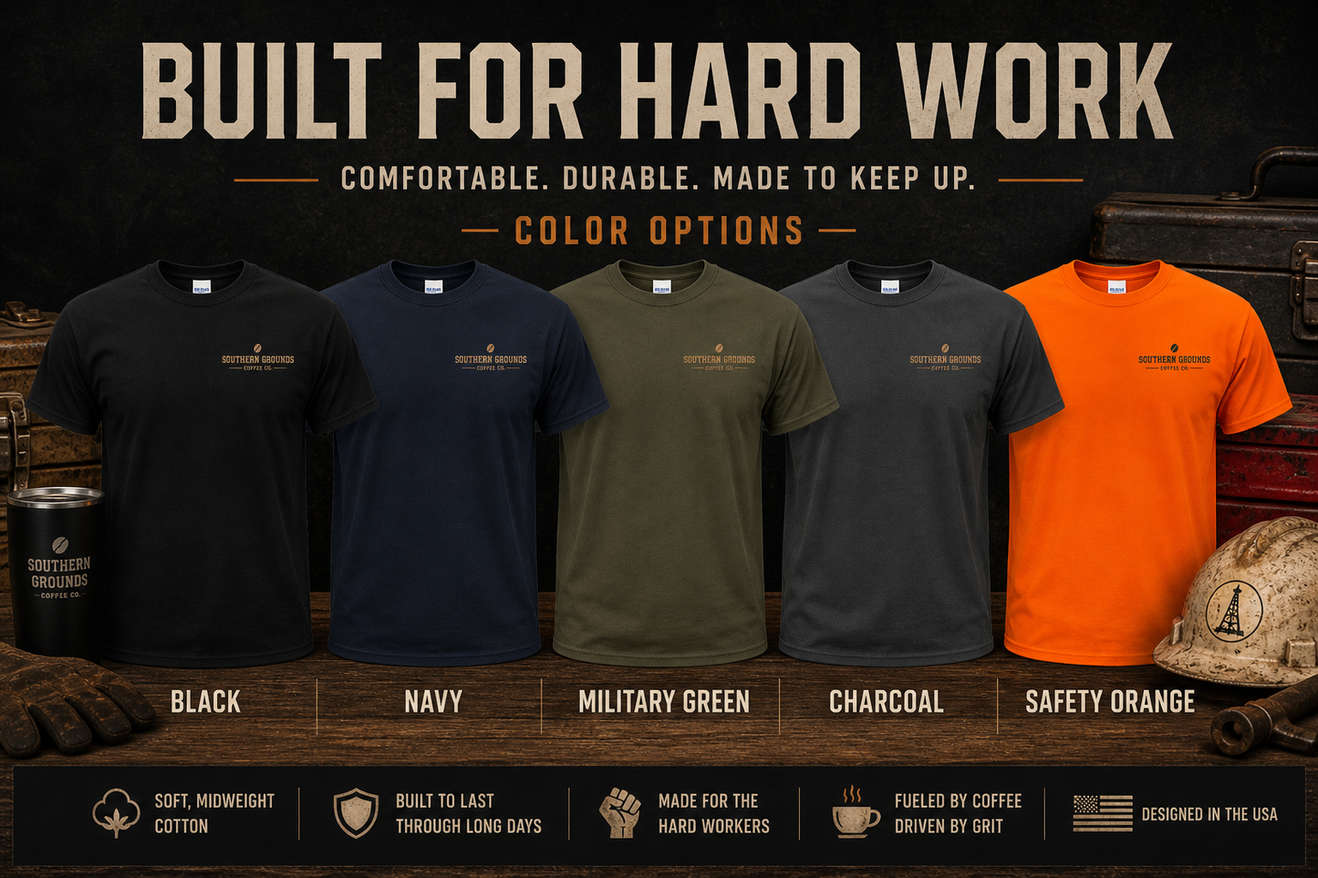 Fueled by Coffee Running on Grit T-Shirt | Southern Grounds Coffee Co.
