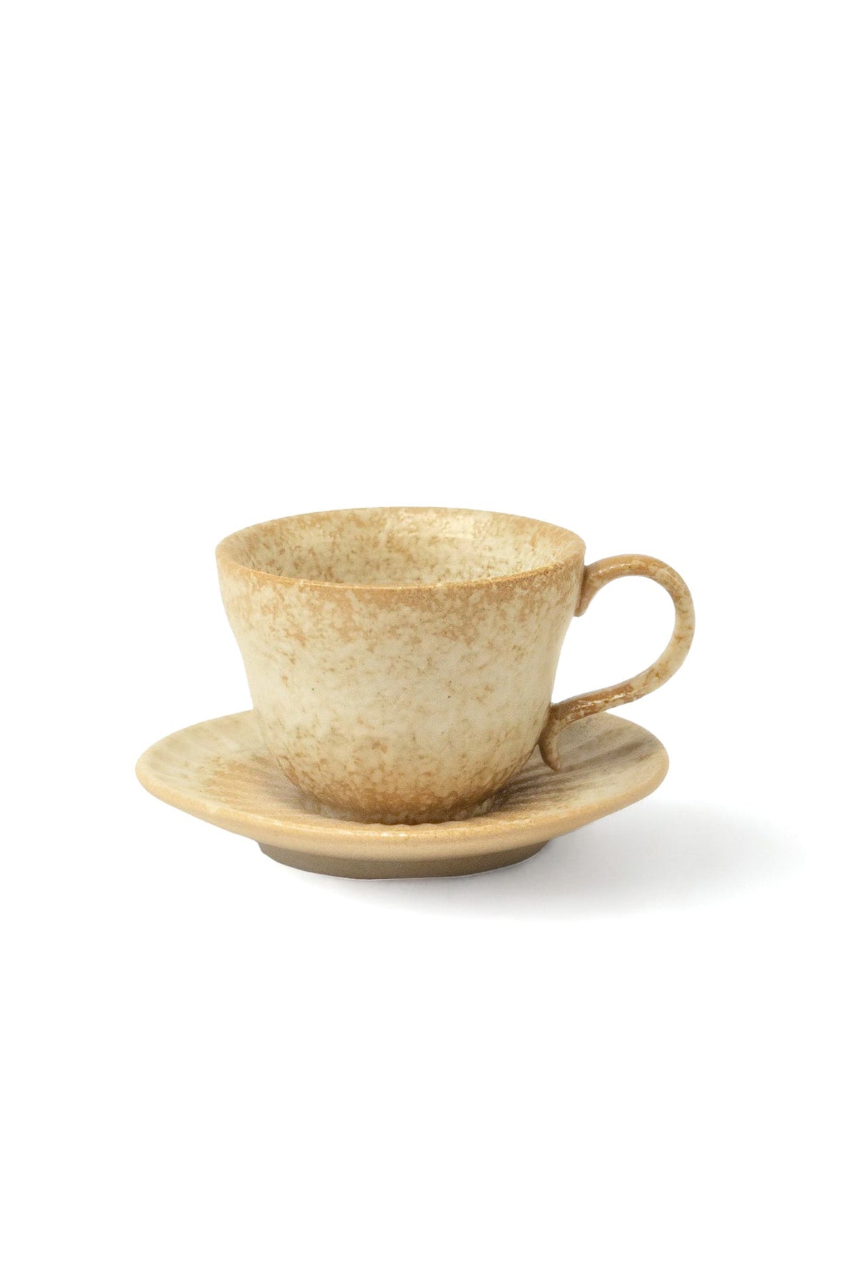 Rustic Cream Speckled Teacup & Saucer