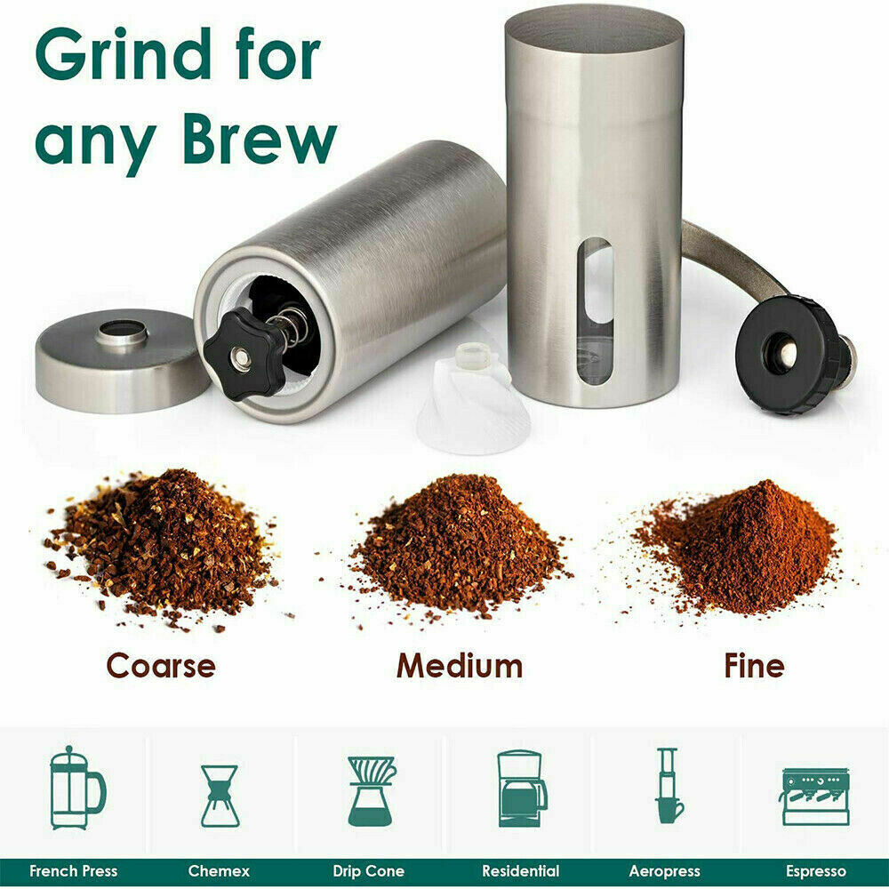Stainless Steel Manual Coffee Grinder with Ceramic Burr