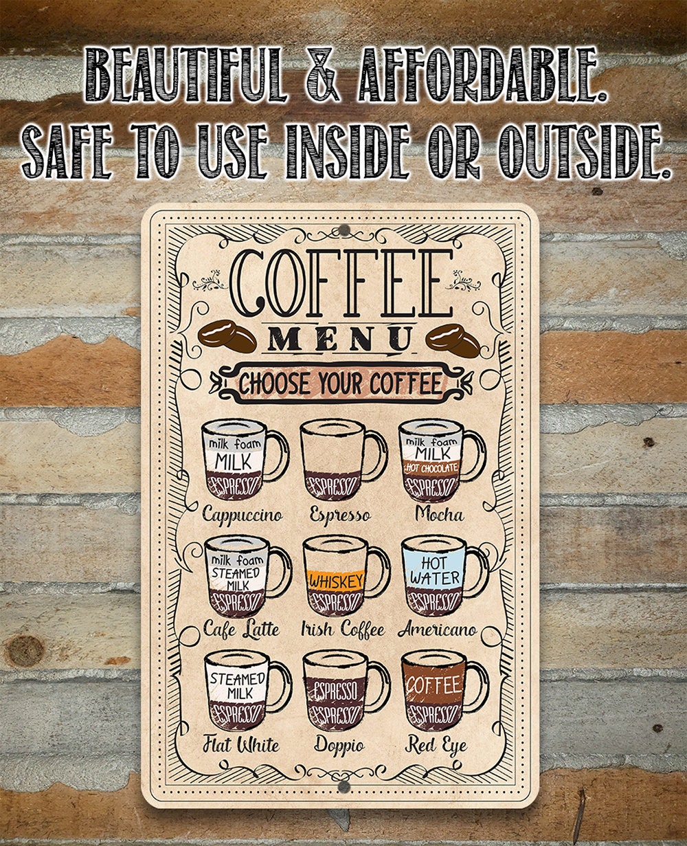 Coffee Menu Guide – Metal Sign