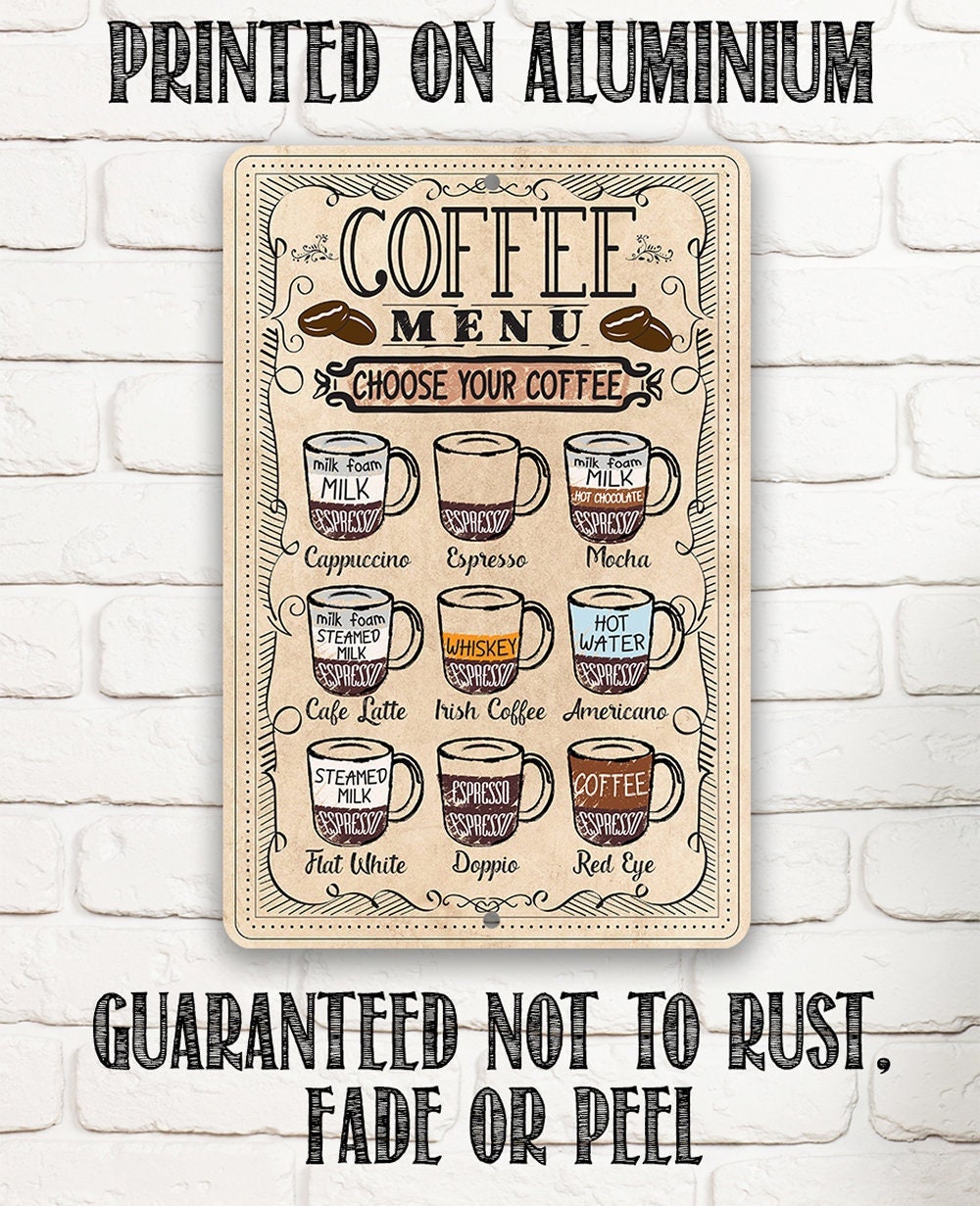 Coffee Menu Guide – Metal Sign